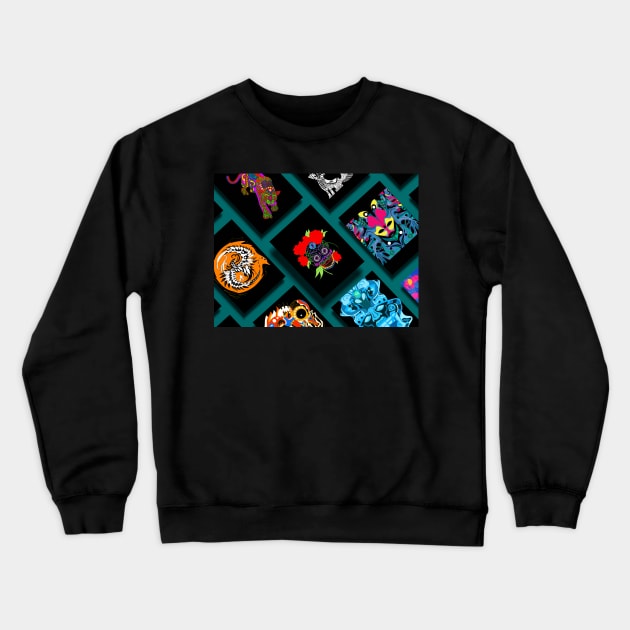 tribal wallpaper in mexican illustration patterns Crewneck Sweatshirt by jorge_lebeau